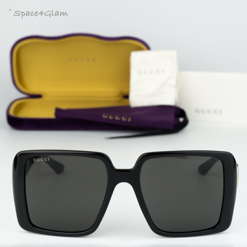BRAND NEW Gucci GG1692S 001 Black Grey Square Women Sunglasses GG 1692S